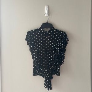 Country Beauty Boutique Tie Slit Back and Frill Top